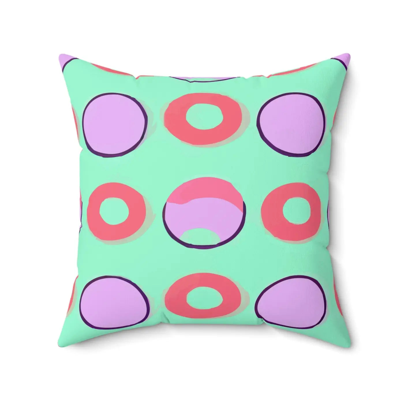 Colorful Circles Pattern Polyester Square Pillow - DipaliZ