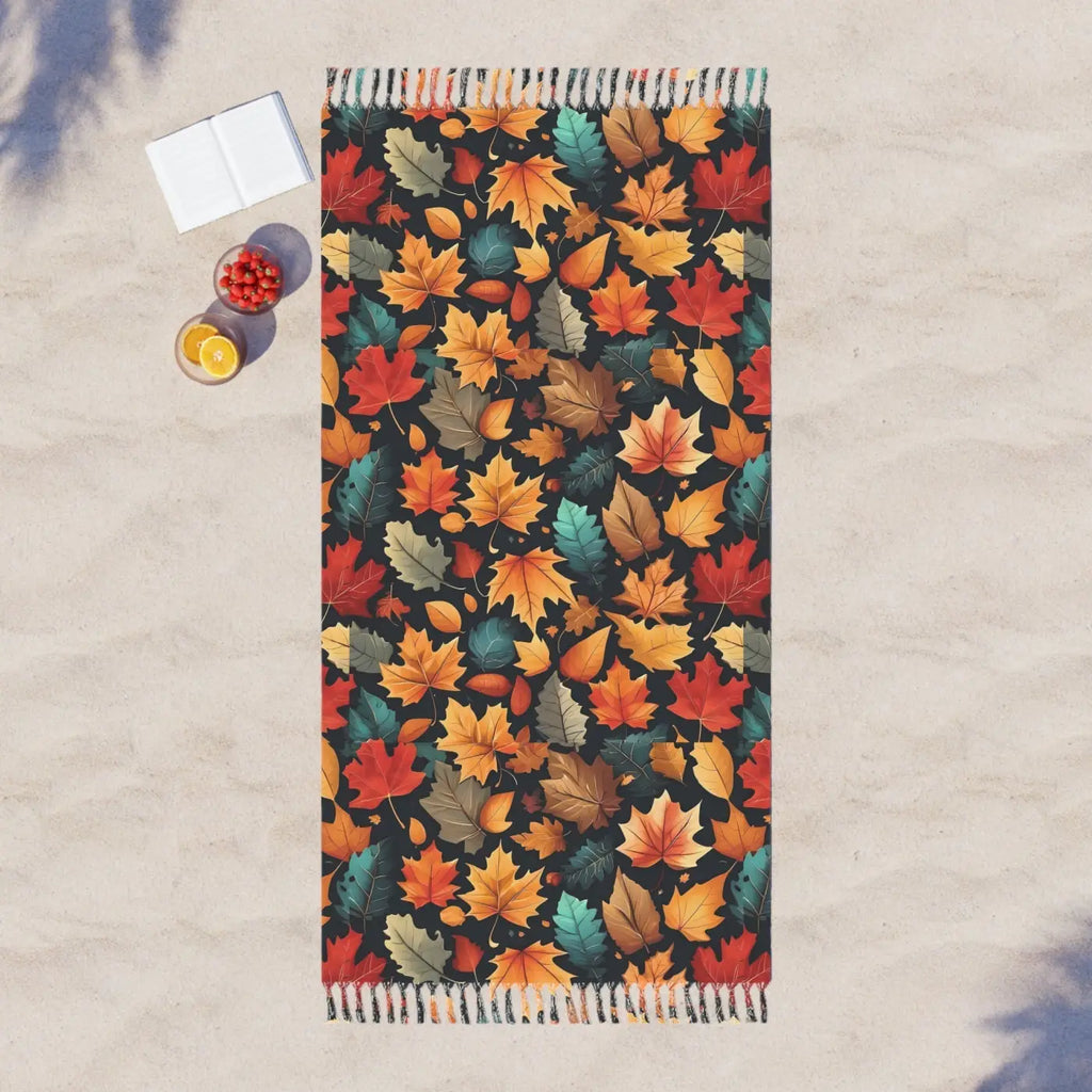 Colorful Fall Foliage Boho Beach Towel - Seasonal Style - DipaliZ