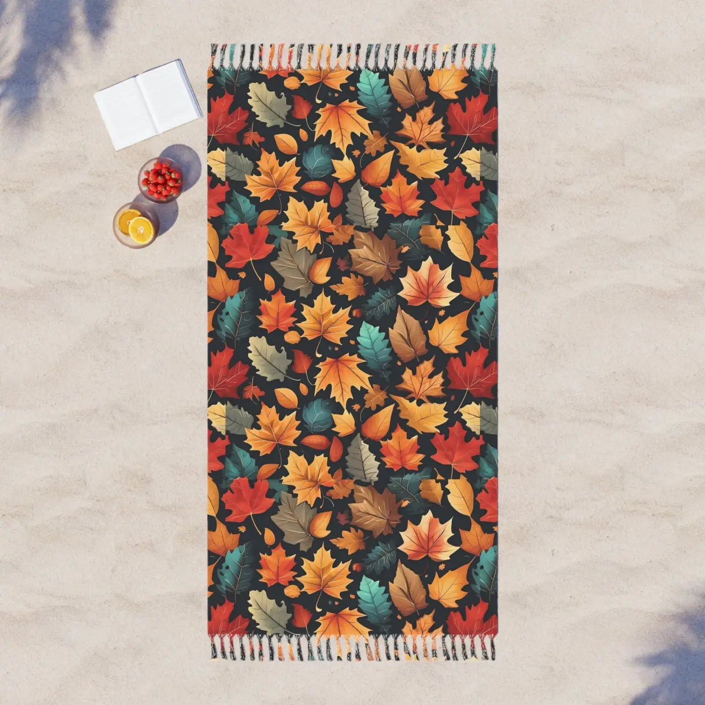 Colorful Fall Foliage Boho Beach Towel - Seasonal Style - DipaliZ