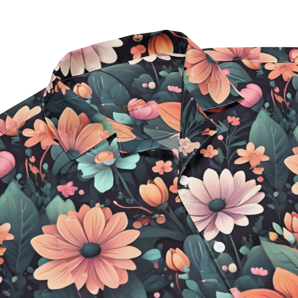 Vibrant Button Shirt - Colorful Flowers Design - DipaliZ