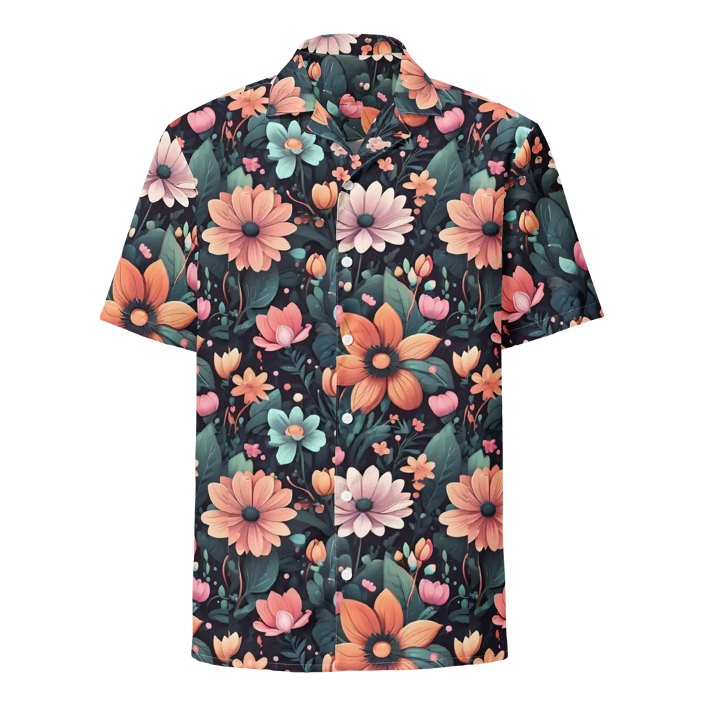 Vibrant Button Shirt - Colorful Flowers Design - DipaliZ
