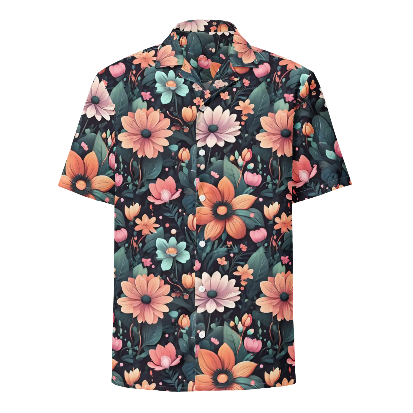 Vibrant Button Shirt - Colorful Flowers Design - DipaliZ