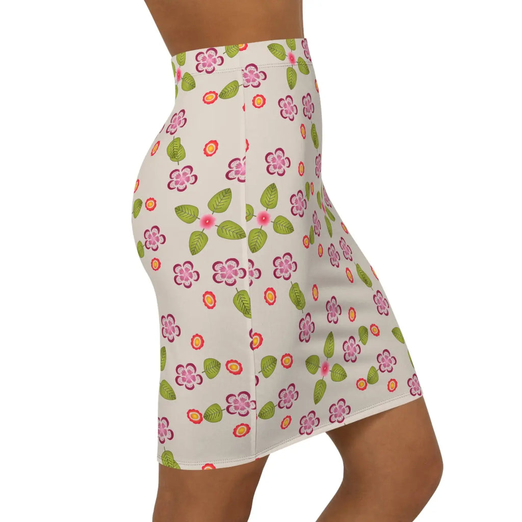 Colorful Flowers Mini Skirt - Stretchy Comfort Fit - DipaliZ