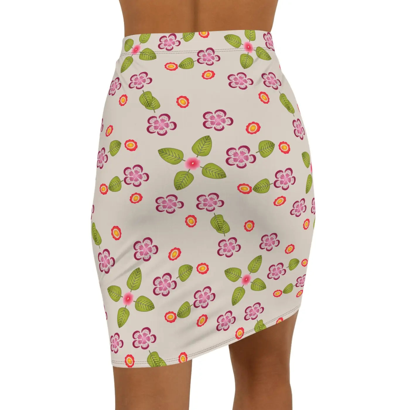 Colorful Flowers Mini Skirt - Stretchy Comfort Fit - DipaliZ
