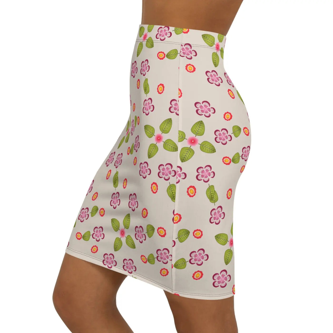 Colorful Flowers Mini Skirt - Stretchy Comfort Fit - DipaliZ