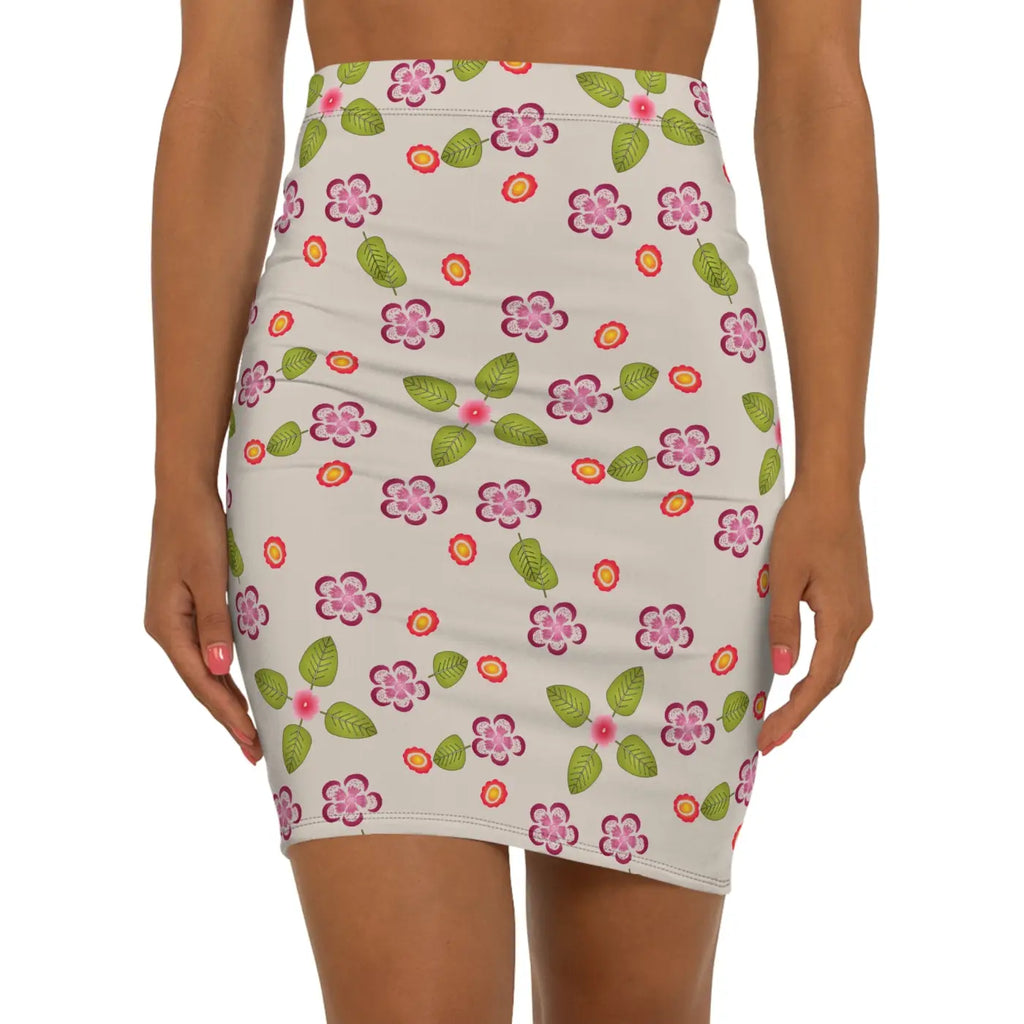 Colorful Flowers Mini Skirt - Stretchy Comfort Fit - DipaliZ