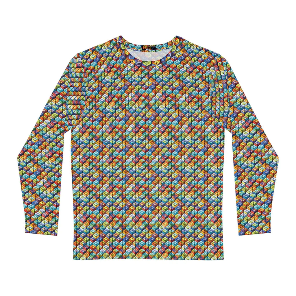Long Sleeve AOP Tee - Colorful Geometric Pattern - DipaliZ