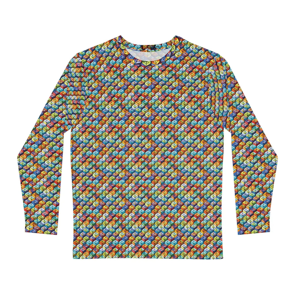 Long Sleeve AOP Tee - Colorful Geometric Pattern - DipaliZ
