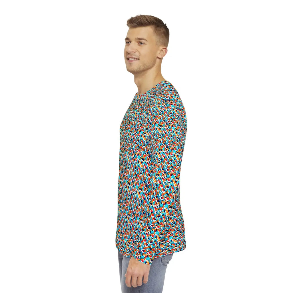 Long Sleeve AOP Tee - Colorful Geometric Pattern - DipaliZ
