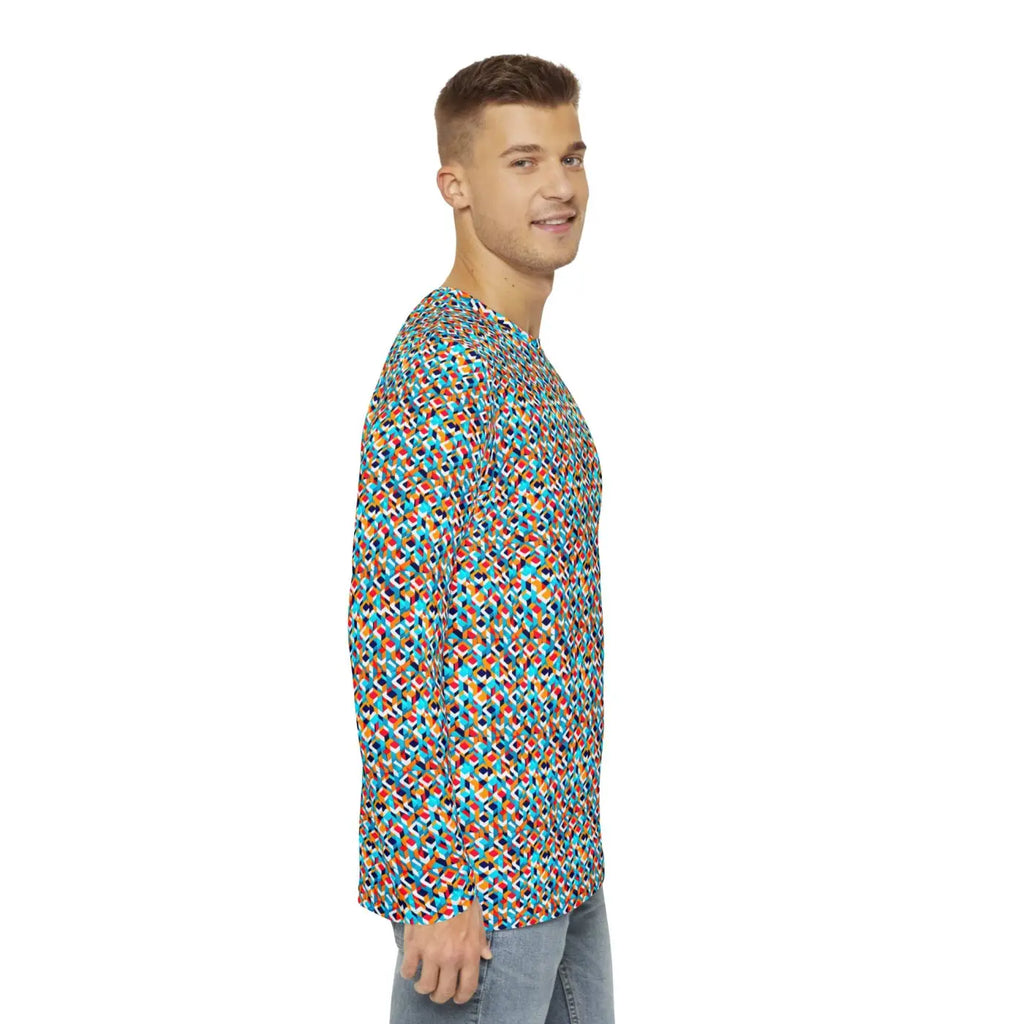 Long Sleeve AOP Tee - Colorful Geometric Pattern - DipaliZ