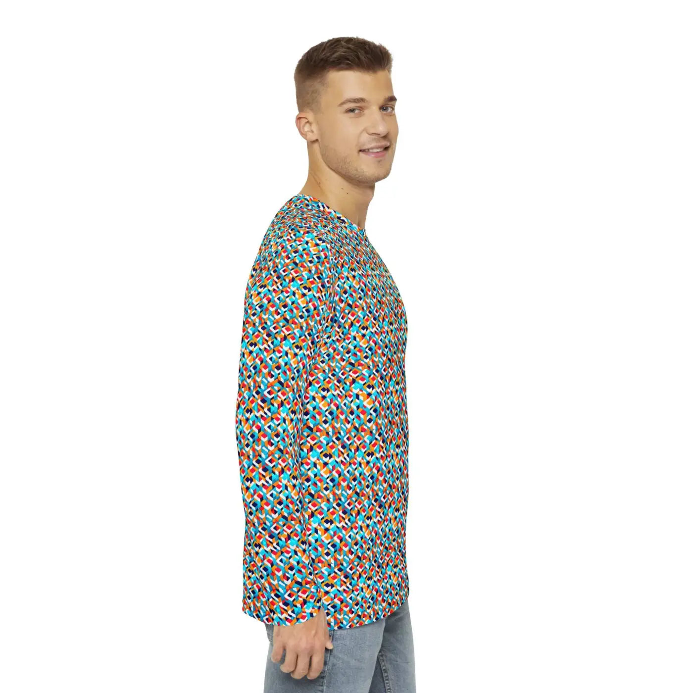 Long Sleeve AOP Tee - Colorful Geometric Pattern - DipaliZ