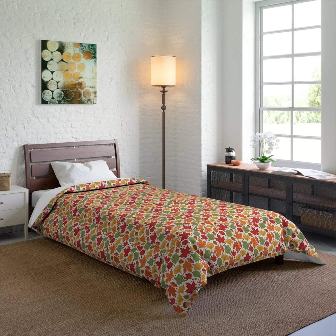 Cozy Comforter - Colorful Leaves Pattern Design - DipaliZ