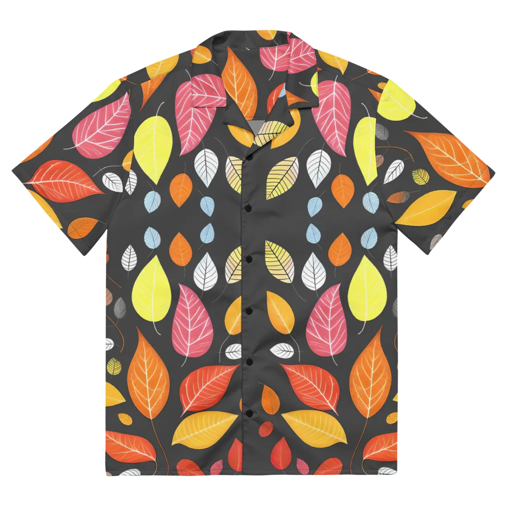 Unisex Button Shirt - Colorful Leaves Pattern - DipaliZ