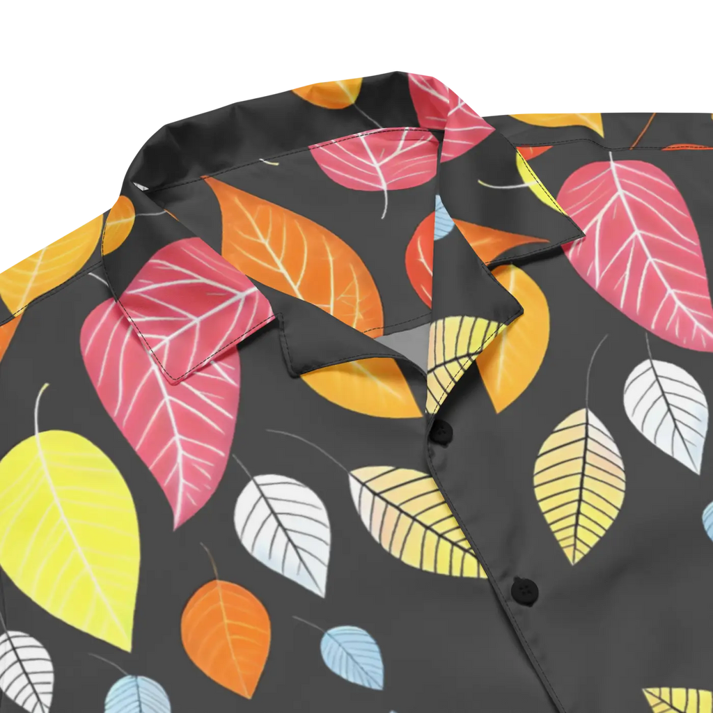 Unisex Button Shirt - Colorful Leaves Pattern - DipaliZ
