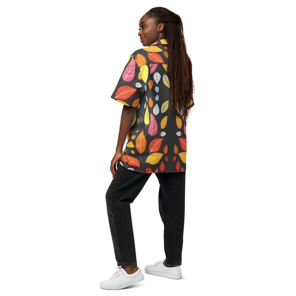 Unisex Button Shirt - Colorful Leaves Pattern - DipaliZ