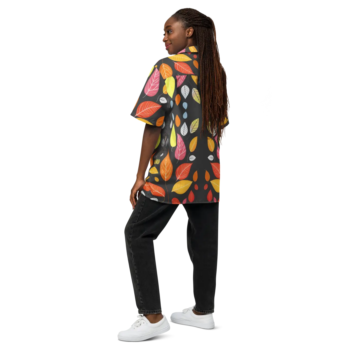 Unisex Button Shirt - Colorful Leaves Pattern - DipaliZ