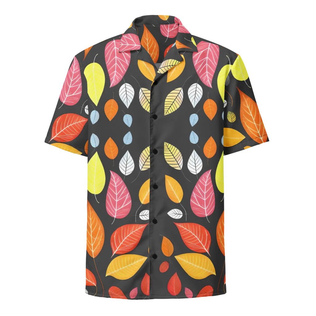 Unisex Button Shirt - Colorful Leaves Pattern - DipaliZ
