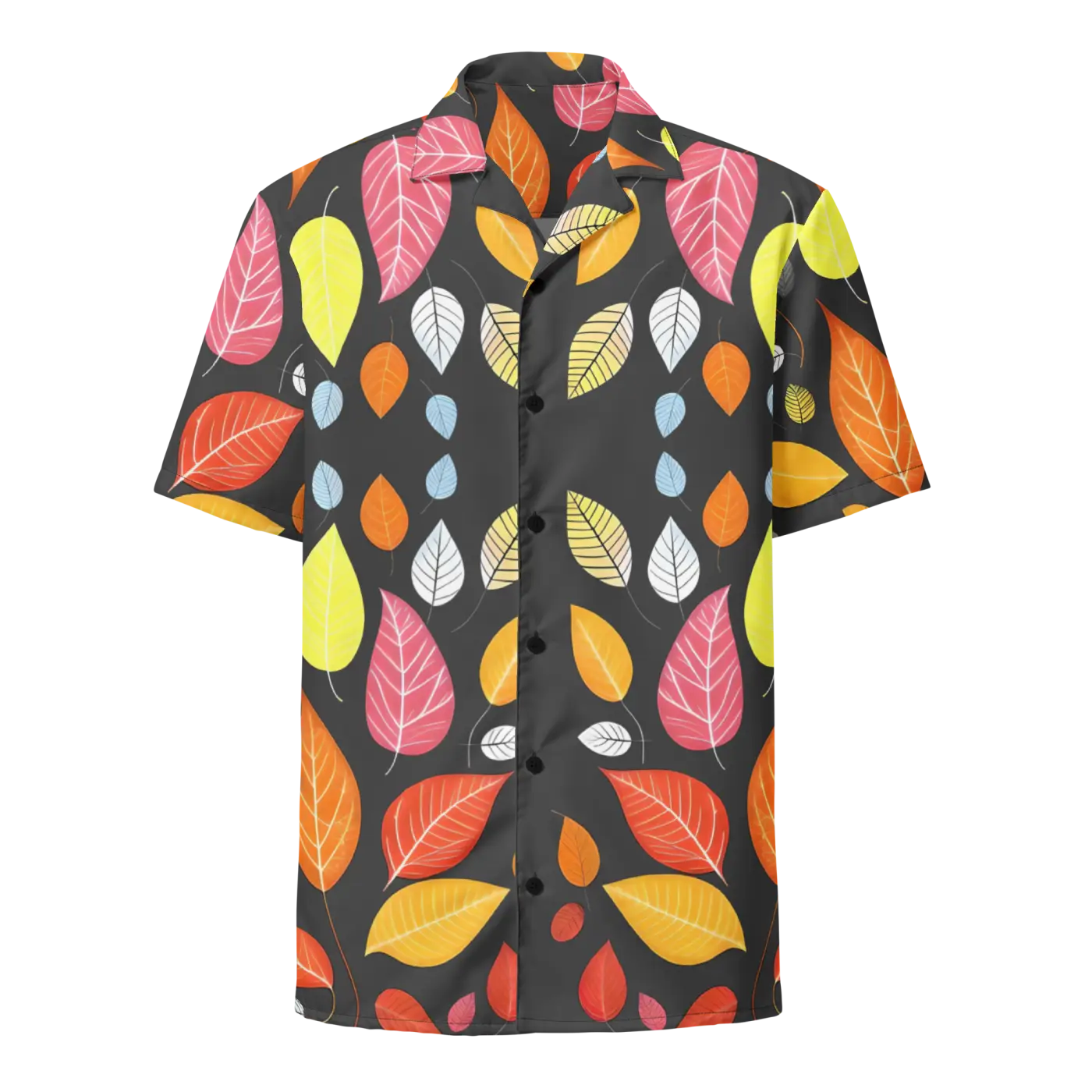 Unisex Button Shirt - Colorful Leaves Pattern - DipaliZ