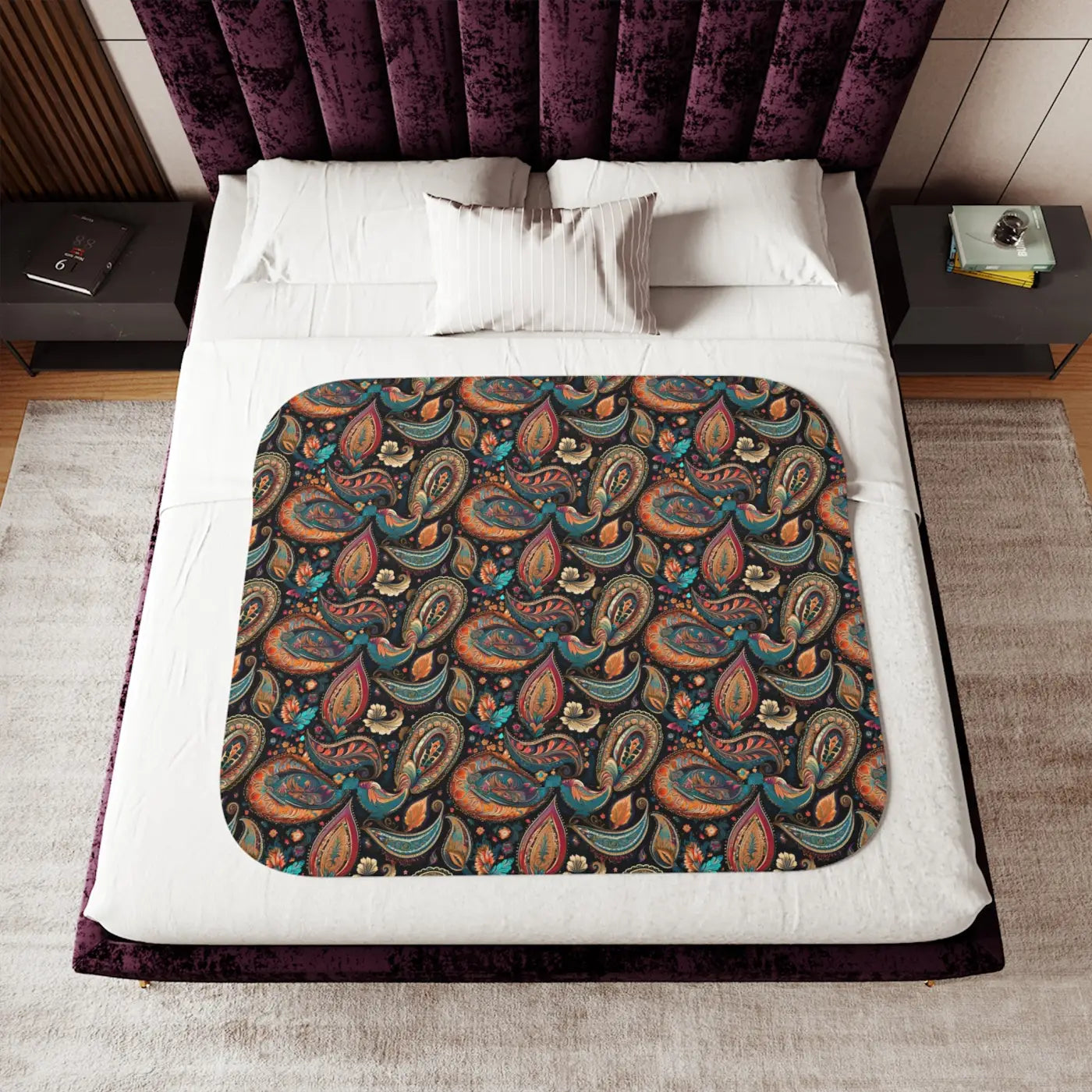 Snuggly Sherpa Blanket - Colorful Paisley Pattern - DipaliZ