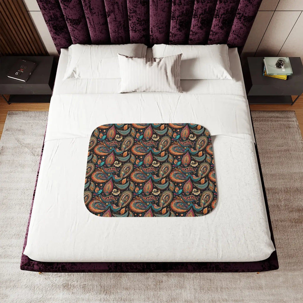 Snuggly Sherpa Blanket - Colorful Paisley Pattern - DipaliZ