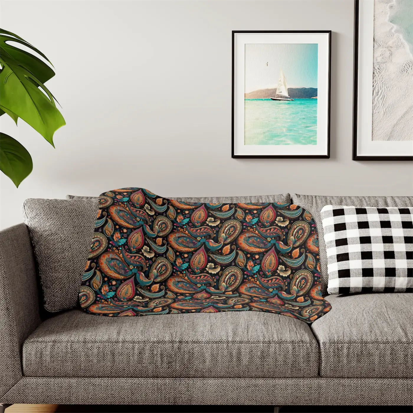 Snuggly Sherpa Blanket - Colorful Paisley Pattern - DipaliZ
