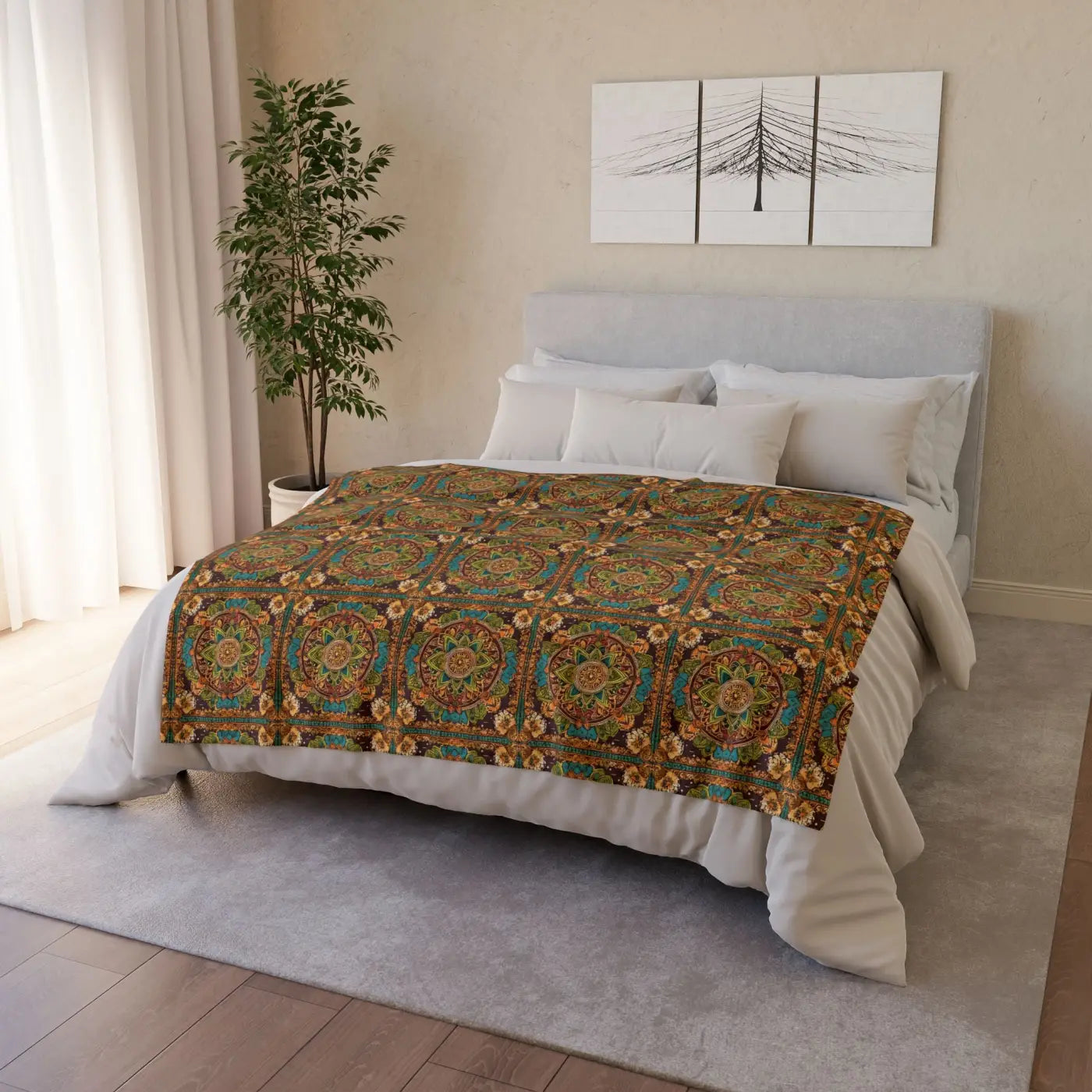 Soft Polyester Blanket - Colorful Patola Pattern - DipaliZ
