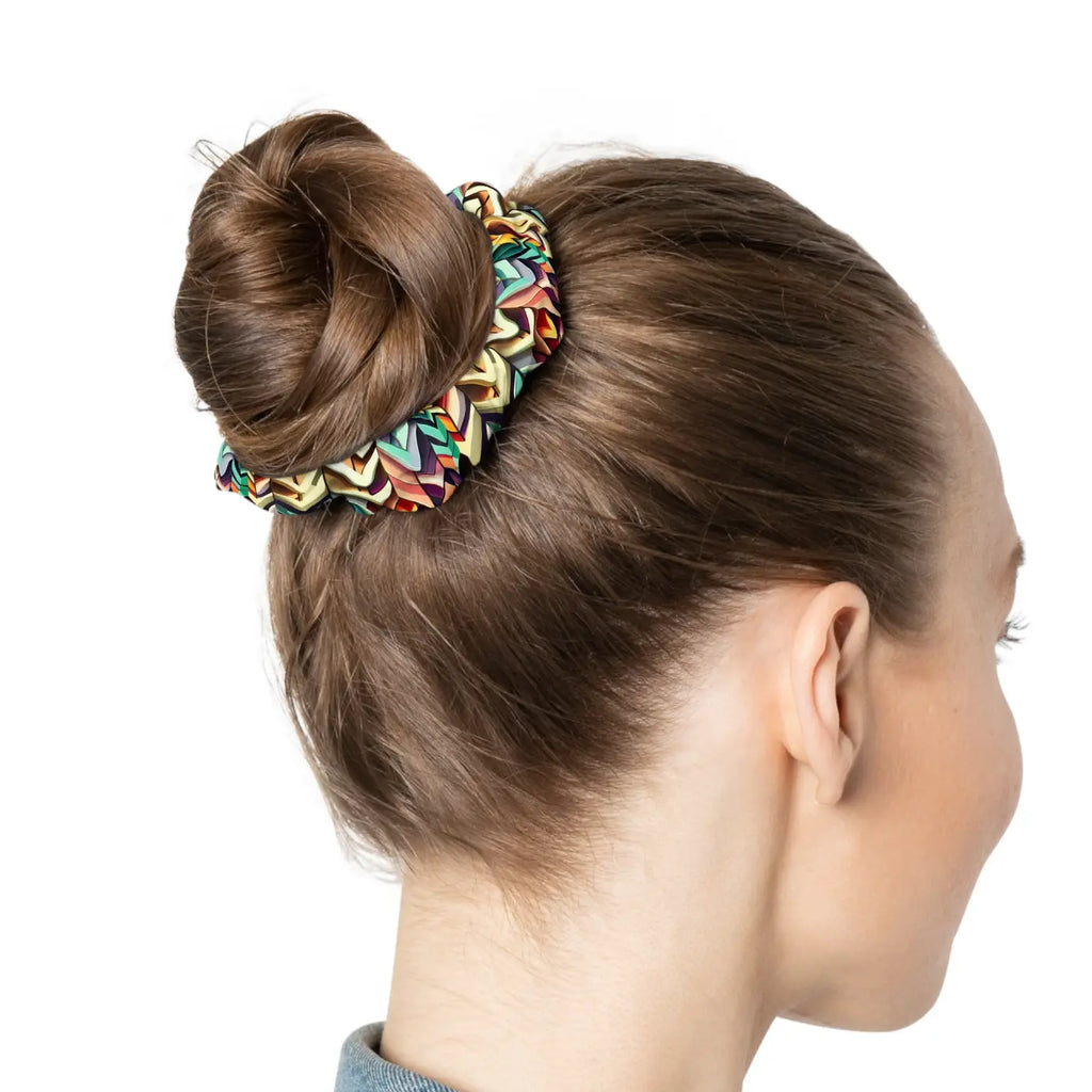 Custom Scrunchie - Colorful Zigzag Pattern Jersey Knit - DipaliZ