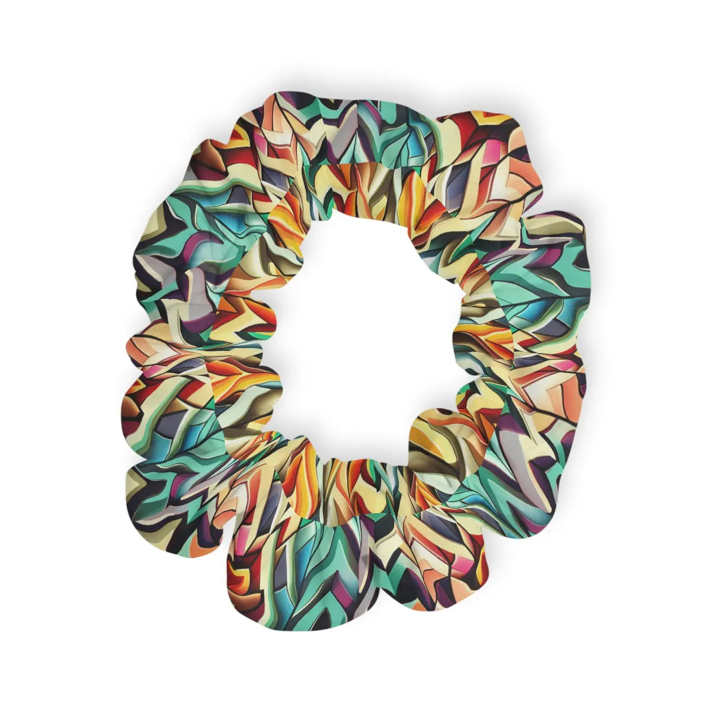 Custom Scrunchie - Colorful Zigzag Pattern Jersey Knit - DipaliZ