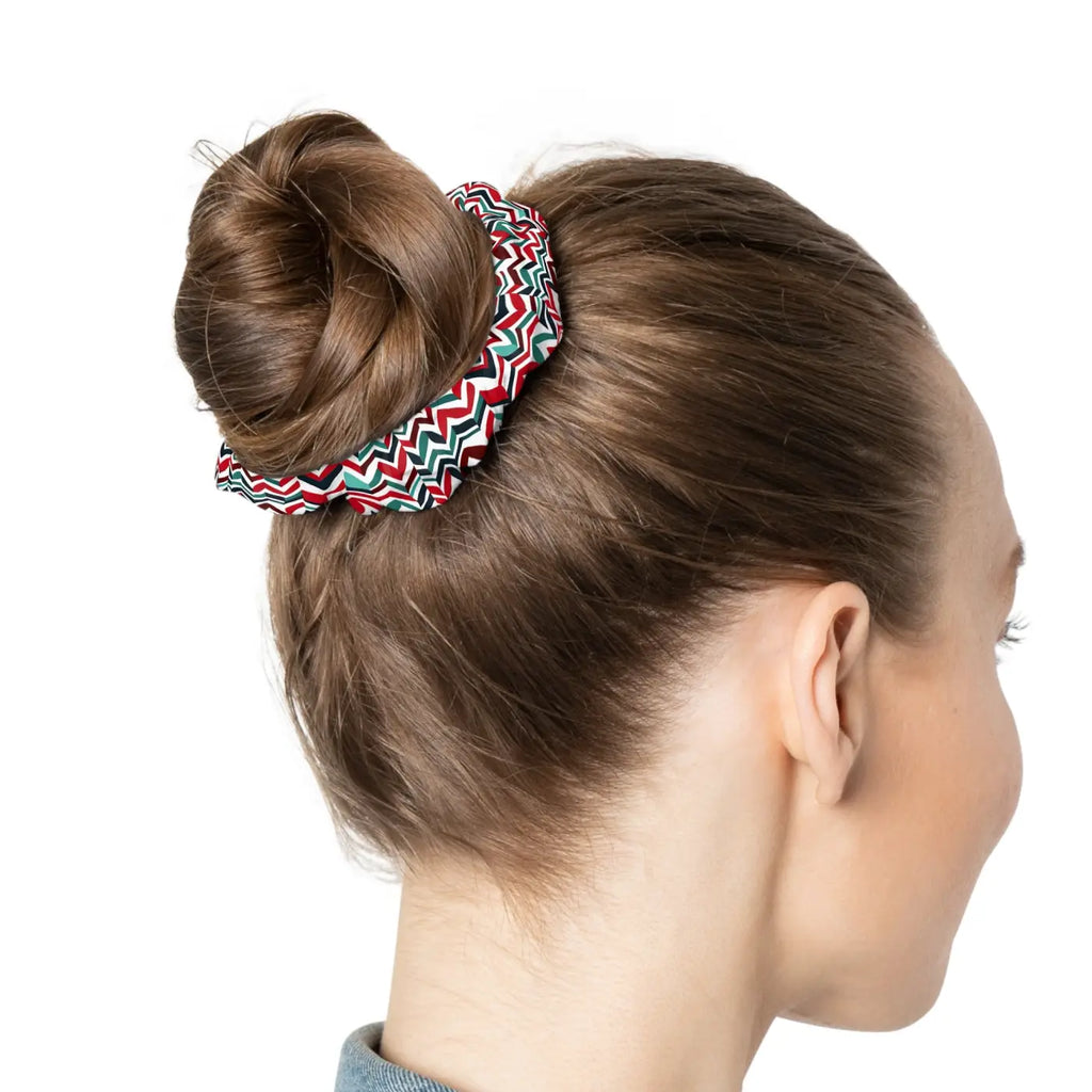 Custom Scrunchie - Colorful Zigzag Pattern Jersey Knit - DipaliZ