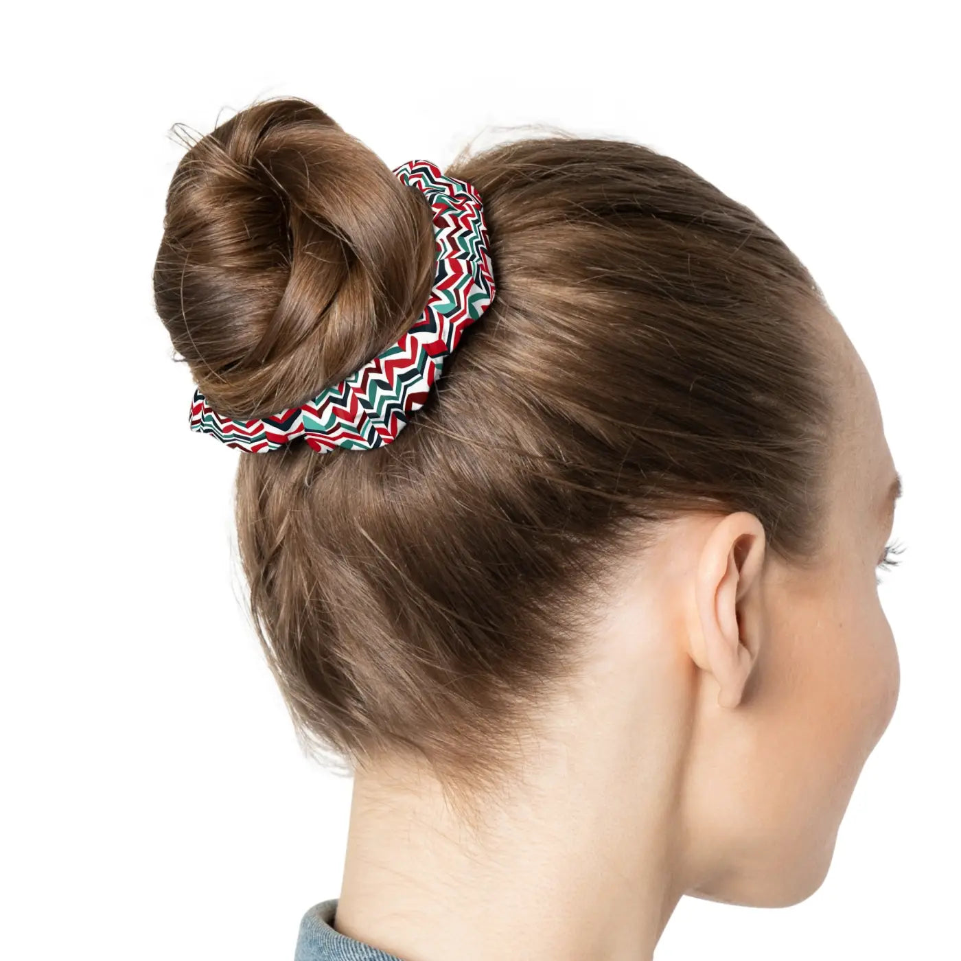 Custom Scrunchie - Colorful Zigzag Pattern Jersey Knit - DipaliZ