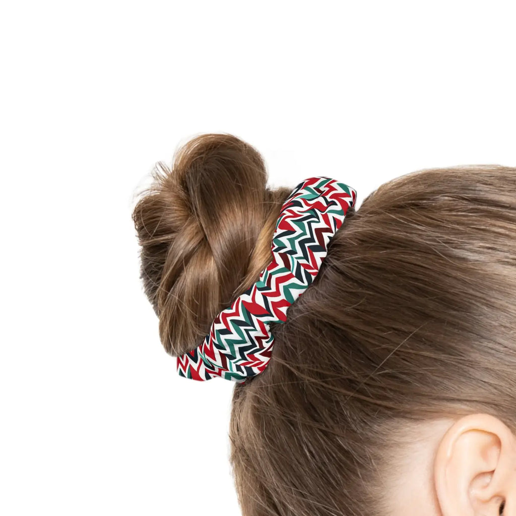 Custom Scrunchie - Colorful Zigzag Pattern Jersey Knit - DipaliZ
