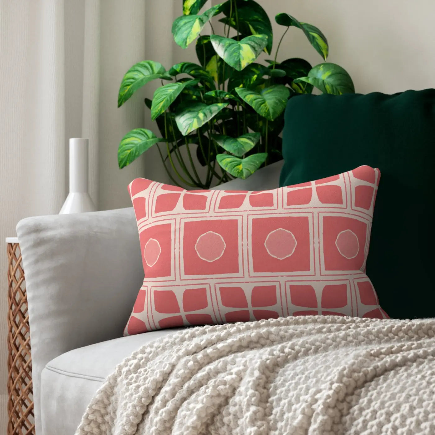 Peach Abstract Lumbar Pillow - Spun Polyester Comfort - DipaliZ