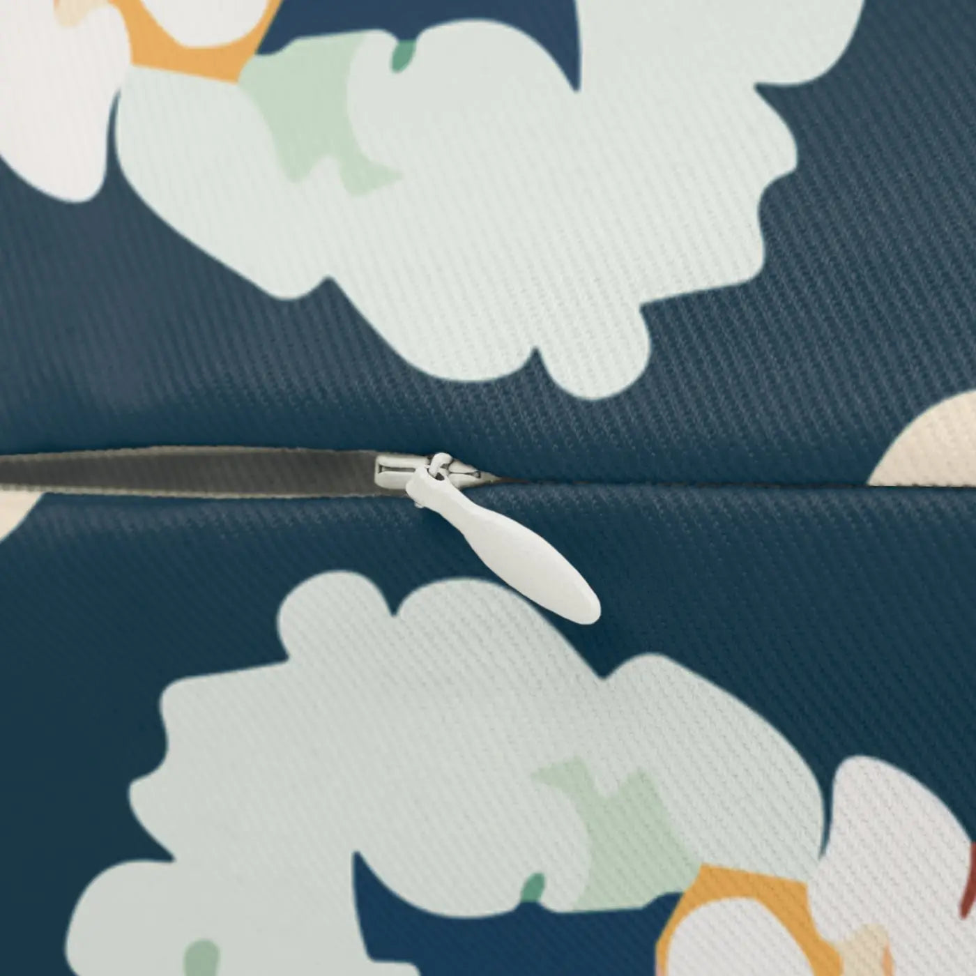 Polyester Lumbar Pillow - White Flowers on Navy Blue - DipaliZ