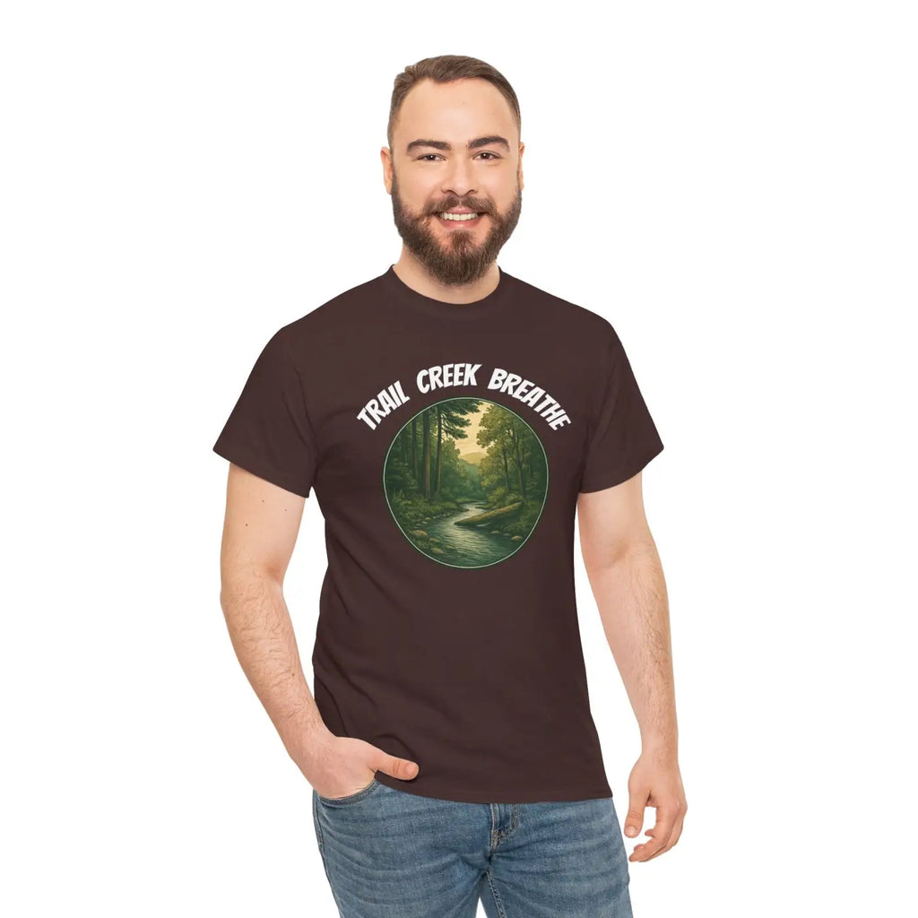 Unisex Deluxe T Shirt - Creek in the Woods Design - DipaliZ