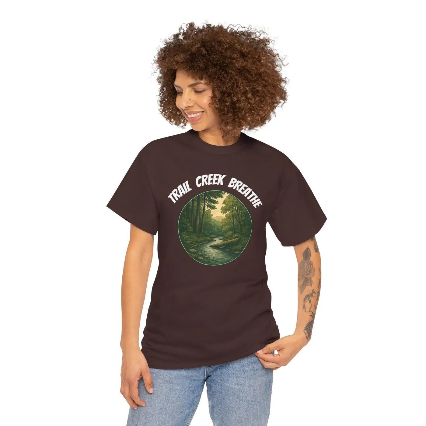 Unisex Deluxe T Shirt - Creek in the Woods Design - DipaliZ