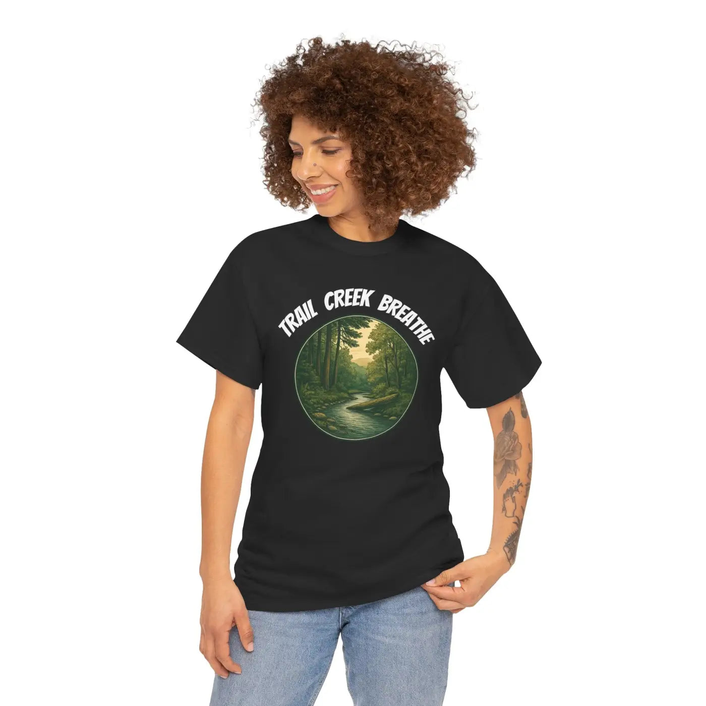 Unisex Deluxe T Shirt - Creek in the Woods Design - DipaliZ