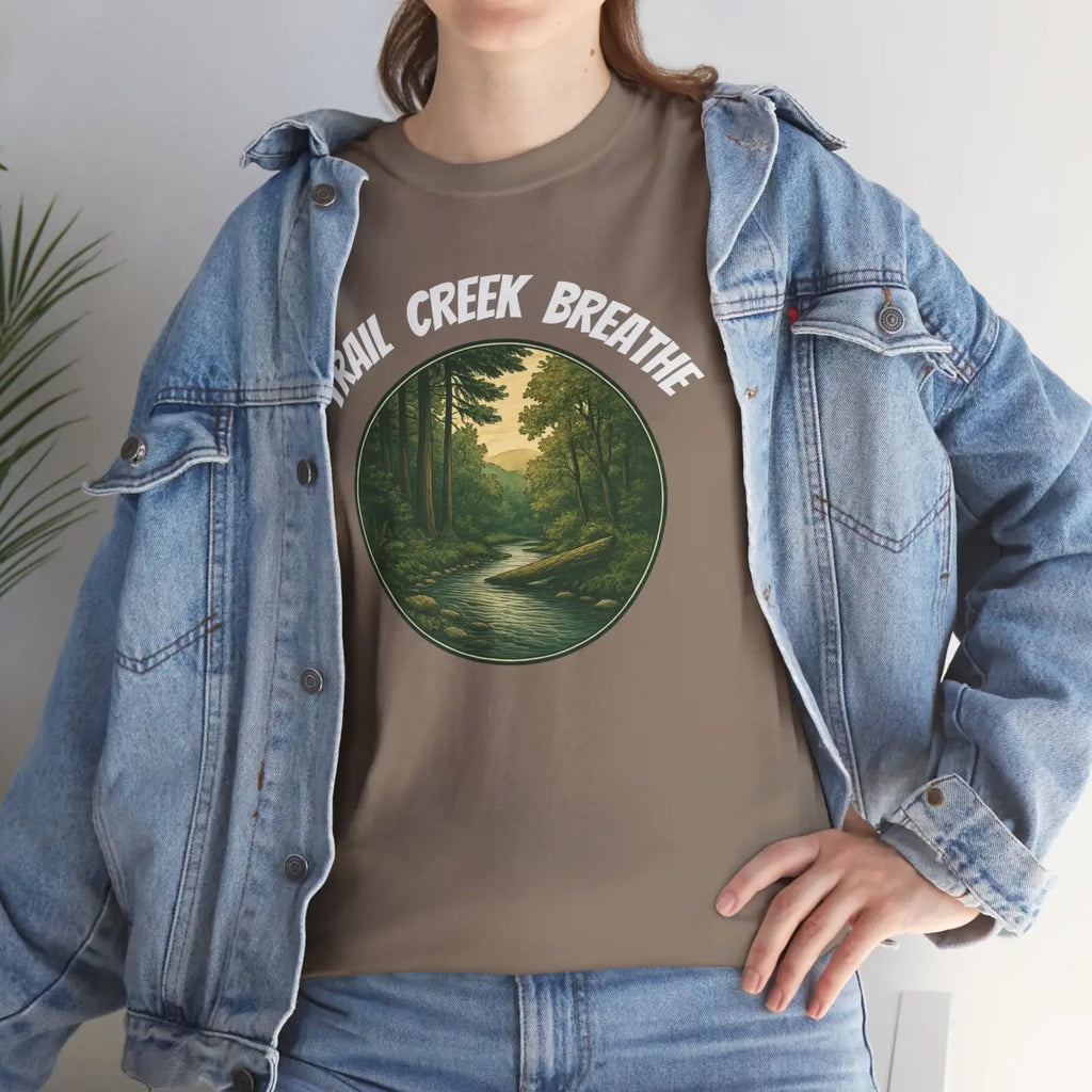 Unisex Deluxe T Shirt - Creek in the Woods Design - DipaliZ