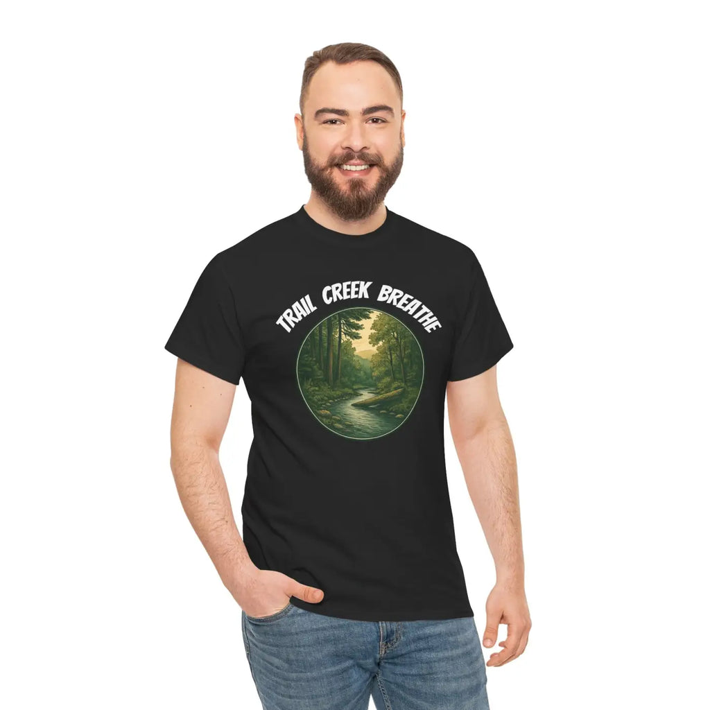 Unisex Deluxe T Shirt - Creek in the Woods Design - DipaliZ