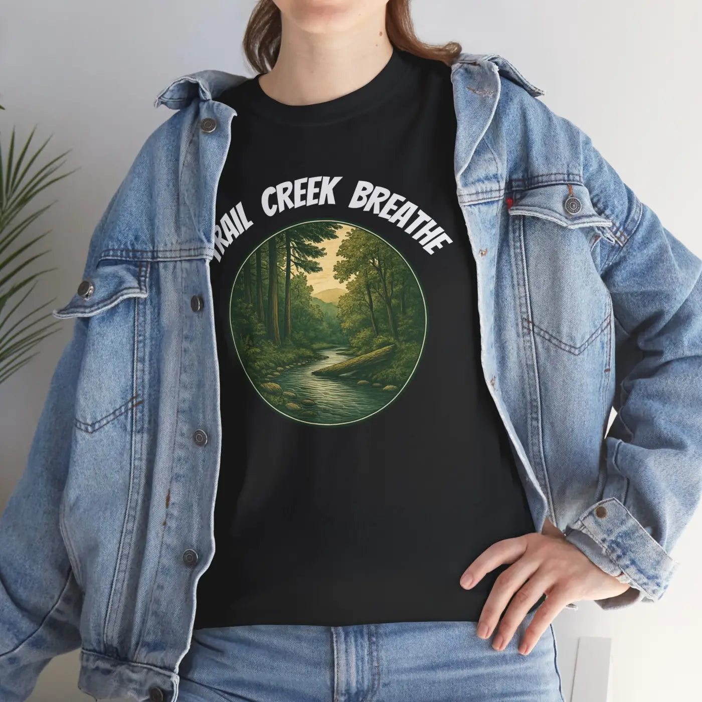 Unisex Deluxe T Shirt - Creek in the Woods Design - DipaliZ