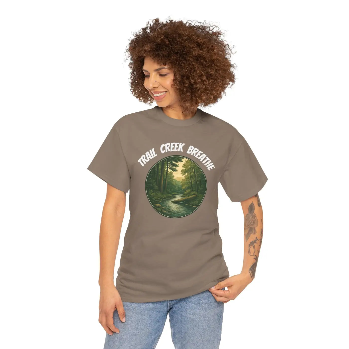 Unisex Deluxe T Shirt - Creek in the Woods Design - DipaliZ