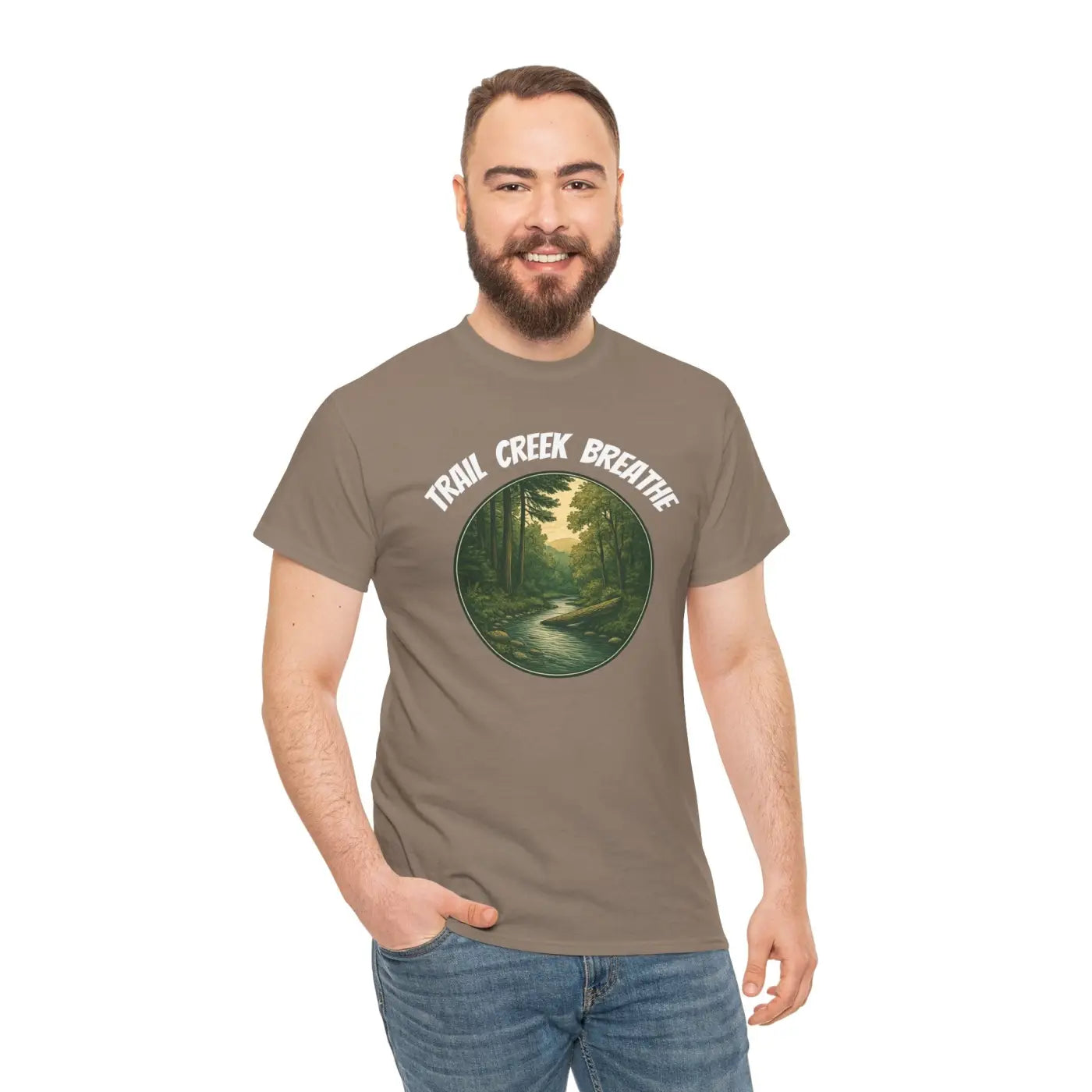 Unisex Deluxe T Shirt - Creek in the Woods Design - DipaliZ