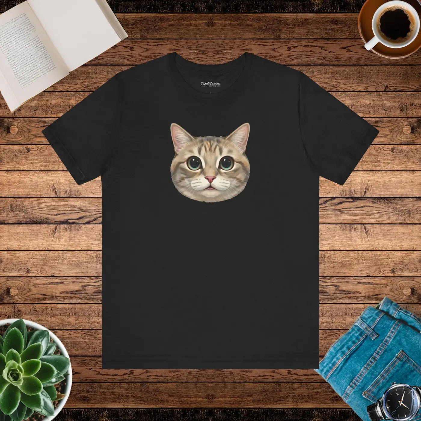 Unisex Jersey Short Sleeve Tee - Cute Cat Design - DipaliZ