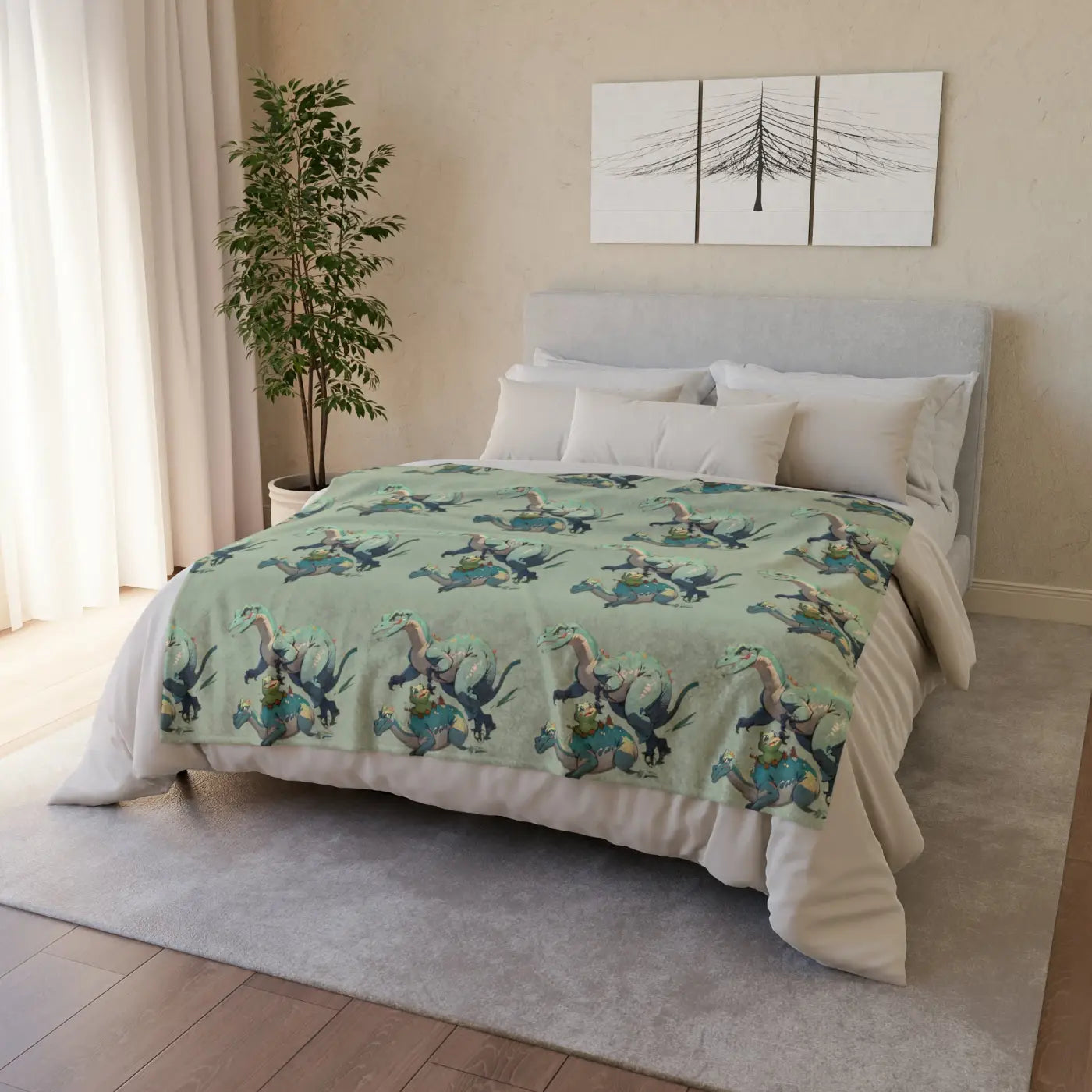 Soft Polyester Blanket - Cute Dinosaur Print - DipaliZ