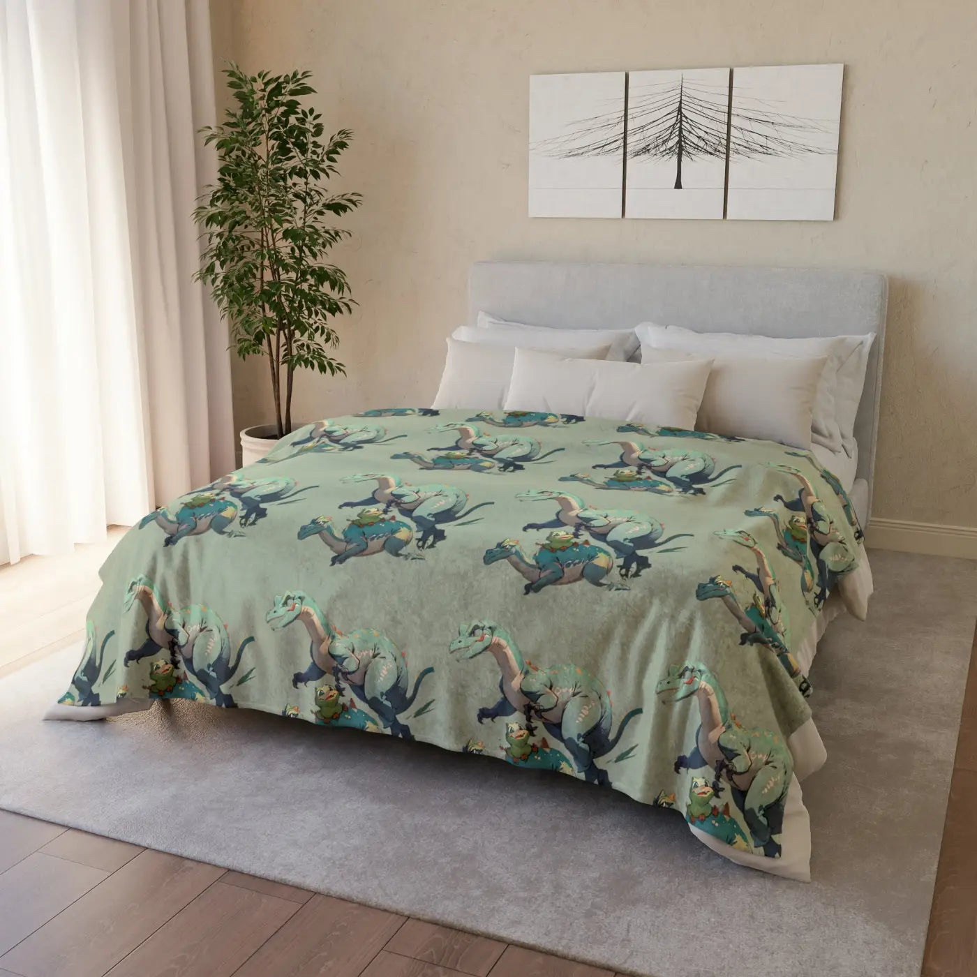 Soft Polyester Blanket - Cute Dinosaur Print - DipaliZ