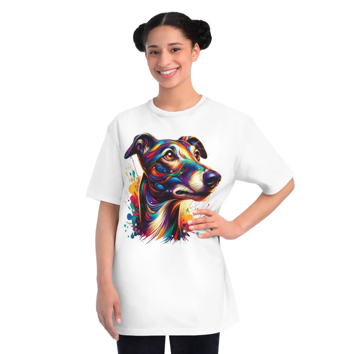 Cute Dog Organic Unisex Classic T Shirt - Colorful Paint Splash - DipaliZ
