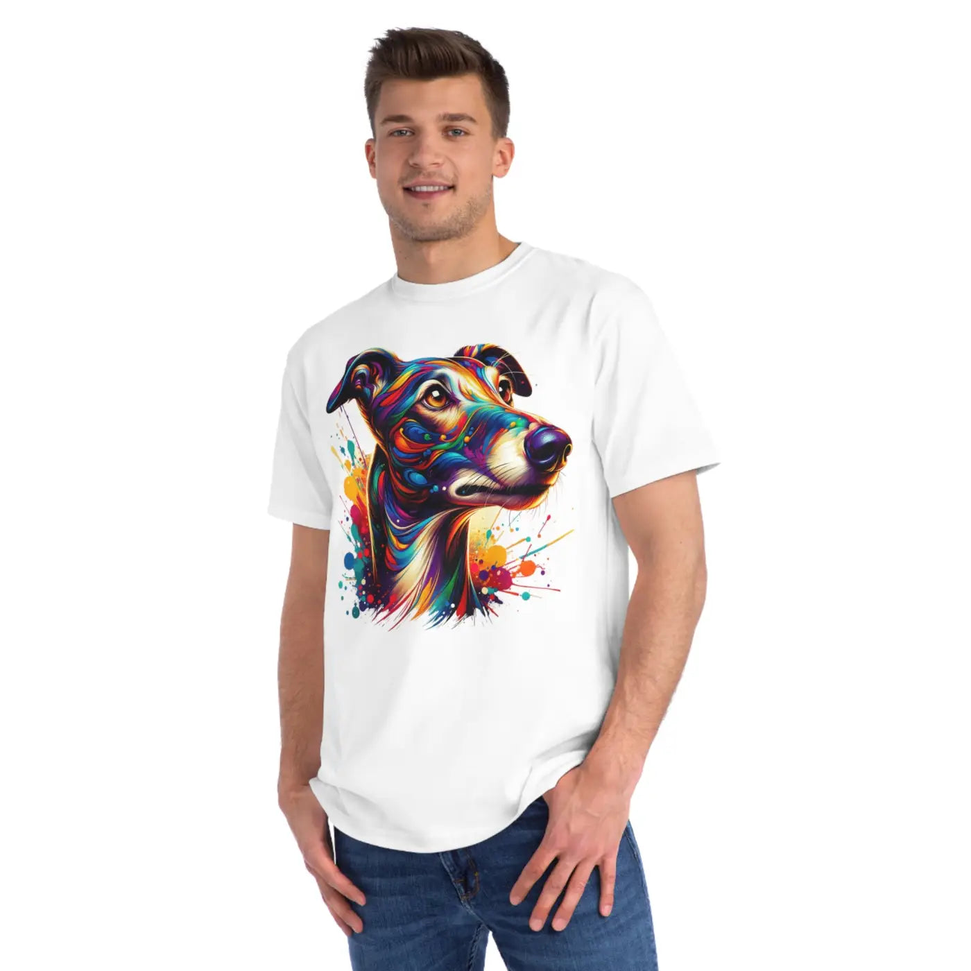 Cute Dog Organic Unisex Classic T Shirt - Colorful Paint Splash - DipaliZ