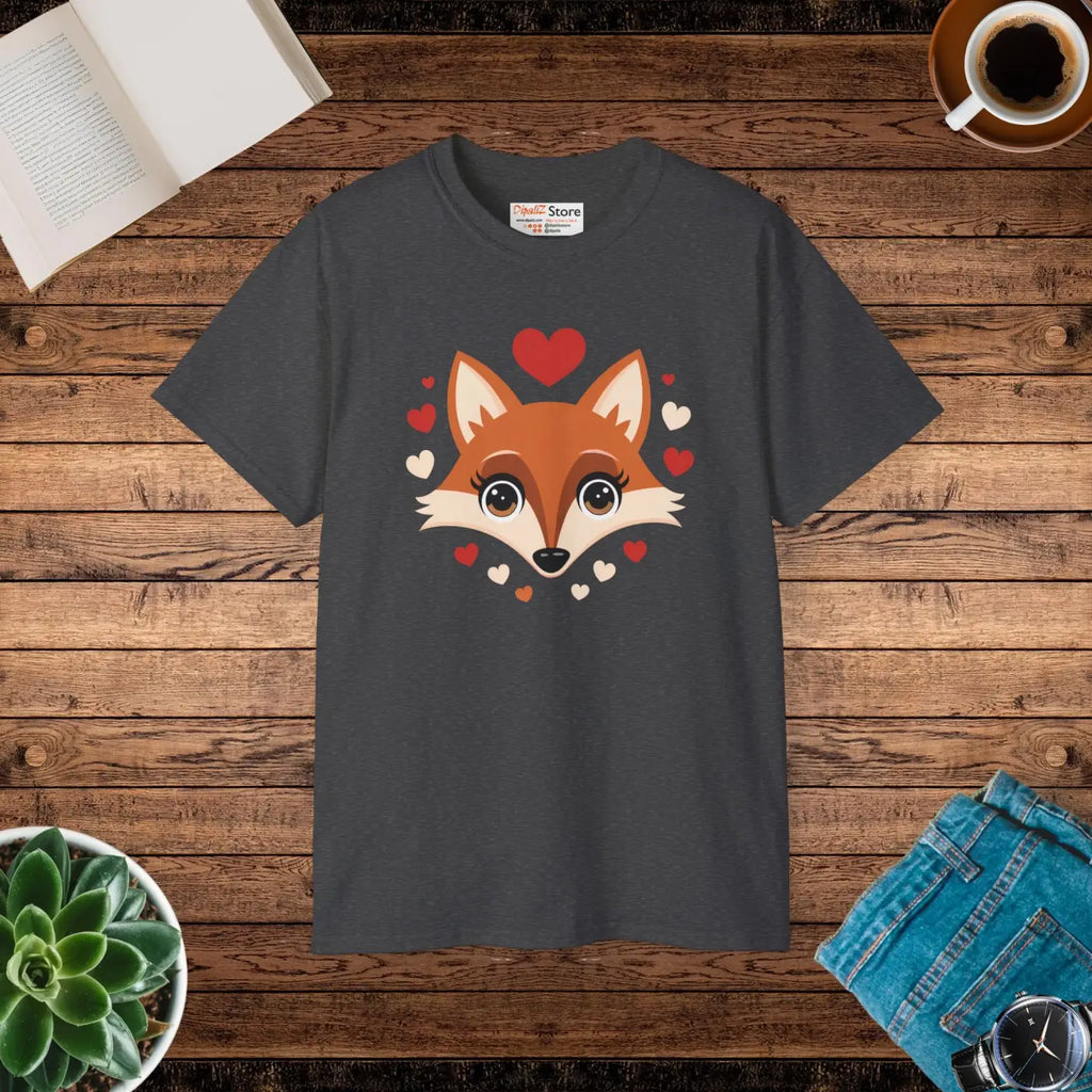 Red Fox Tee - Ultra Cotton Heart Design - DipaliZ