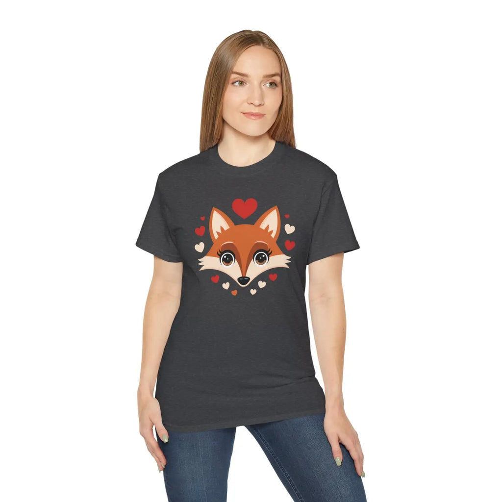 Red Fox Tee - Ultra Cotton Heart Design - DipaliZ