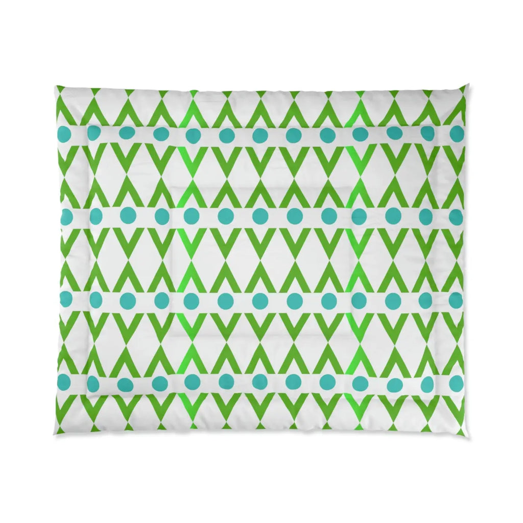 Green Geometrical Pattern Blanket - Modern Cozy Style - DipaliZ