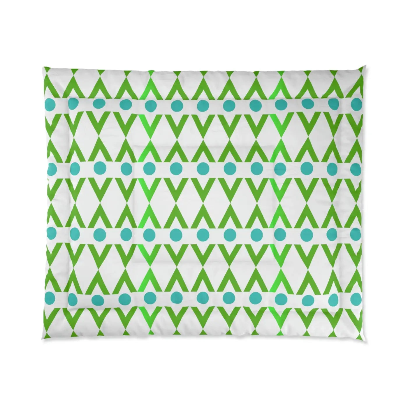Green Geometrical Pattern Blanket - Modern Cozy Style - DipaliZ